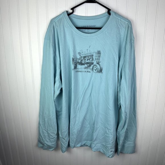 Life Is Good Crusher Tee Blue‎ Keeping it Rural Men's Size XXL Long sleeve - Picture 1 of 6
